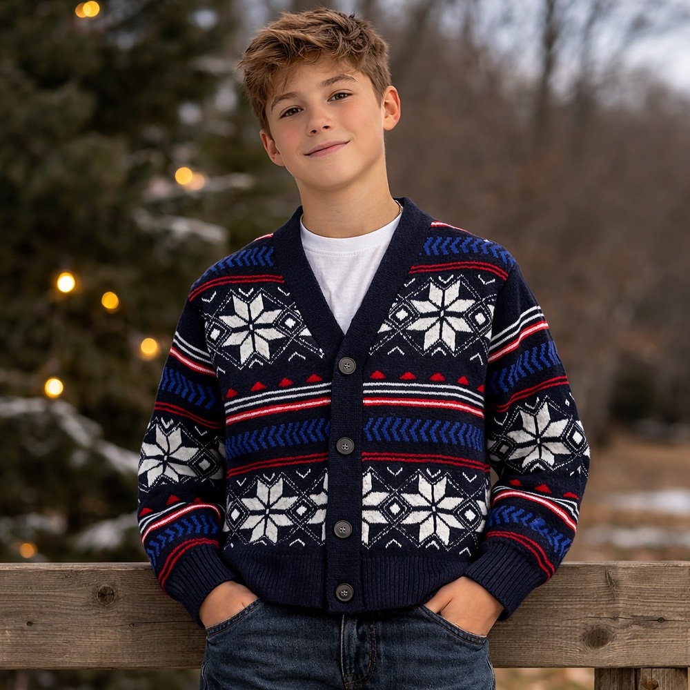 Thereabouts‎ Boys Fair Isle Cardigan Sweater Size 14 L
